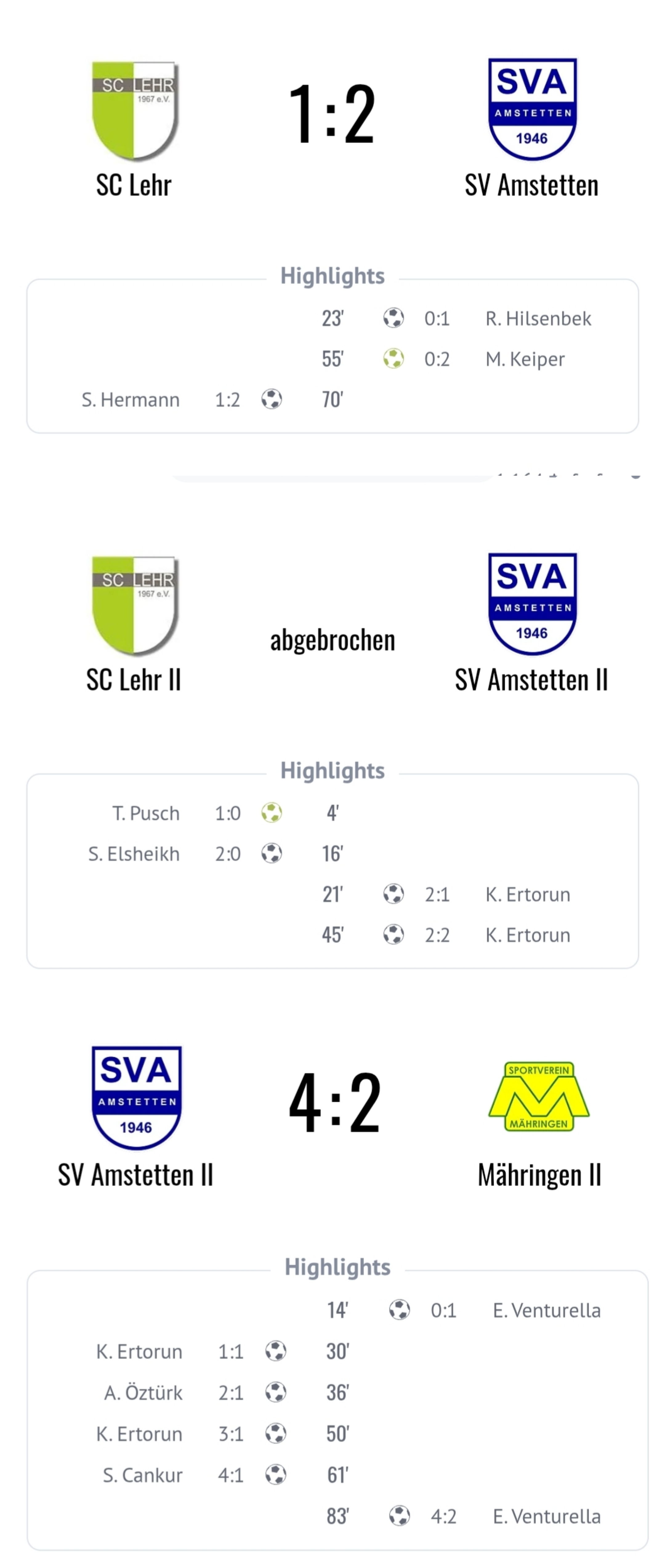 SV Amstetten Berichte Aktive
